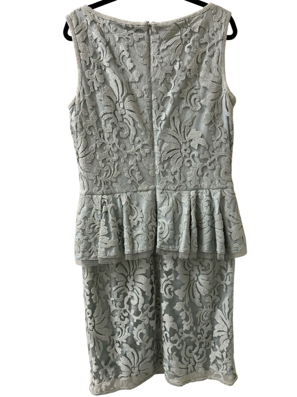 Tadashi Shoji Light Sage Green Lace Peplum Cocktail Dress - Picture 3 of 4